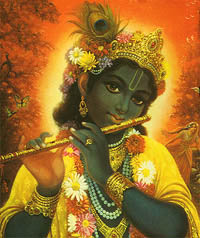 Шри Кришна играет на флейте