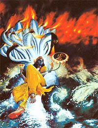 Гарбходакашайя Вишну, из пупка которого вырастает лотос с Брахмой